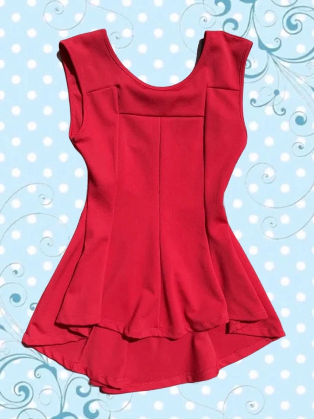 Sleeveless Red Peplum Tank Top